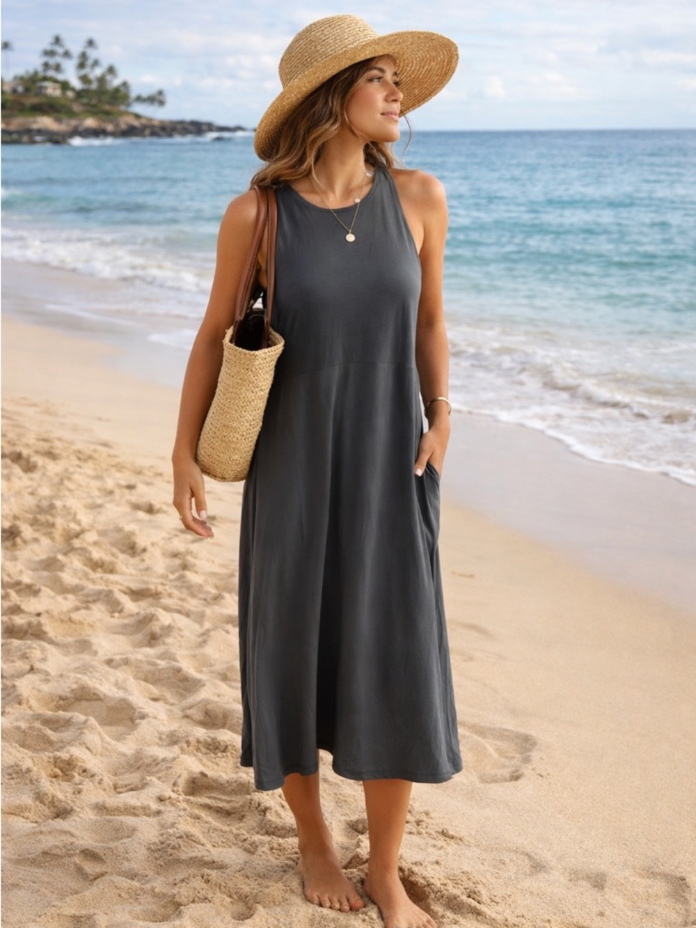 Athleta  Charcoal Midi Dress